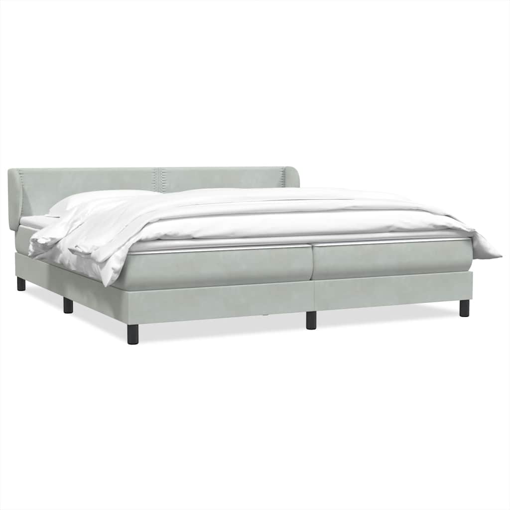 Box Spring κρεβάτι με στρώματα ανοιχτό γκρι 200x210cm Βελούδινο - Pakobazaar