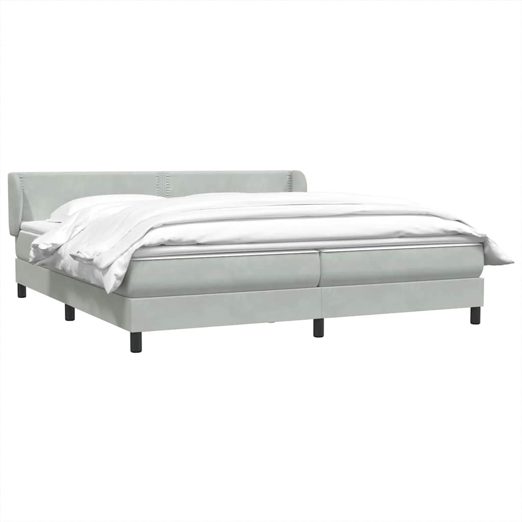 Box Spring κρεβάτι με στρώματα ανοιχτό γκρι 200x210cm Βελούδινο - Pakobazaar