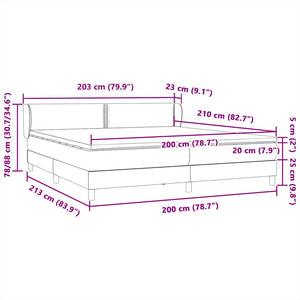 Box Spring κρεβάτι με στρώματα ανοιχτό γκρι 200x210cm Βελούδινο - Pakobazaar