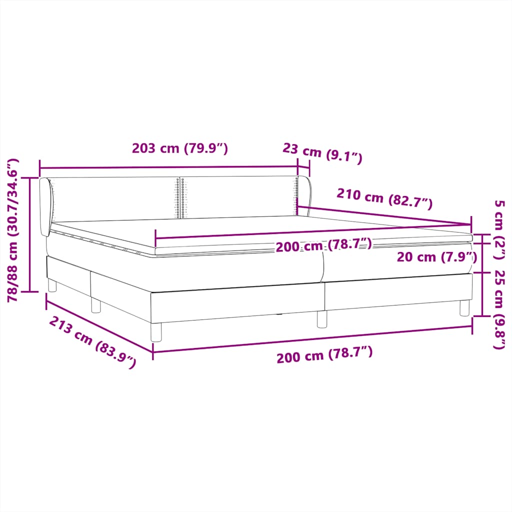 Box Spring κρεβάτι με στρώματα ροζ 200x210 cm Βελούδινο