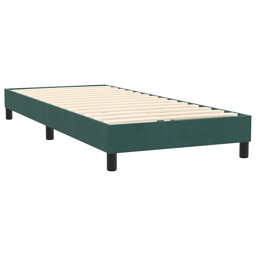 Box Spring κρεβάτι με στρώμα σκούρο πράσινο 80x220εκ. Βελούδινο - Pakobazaar