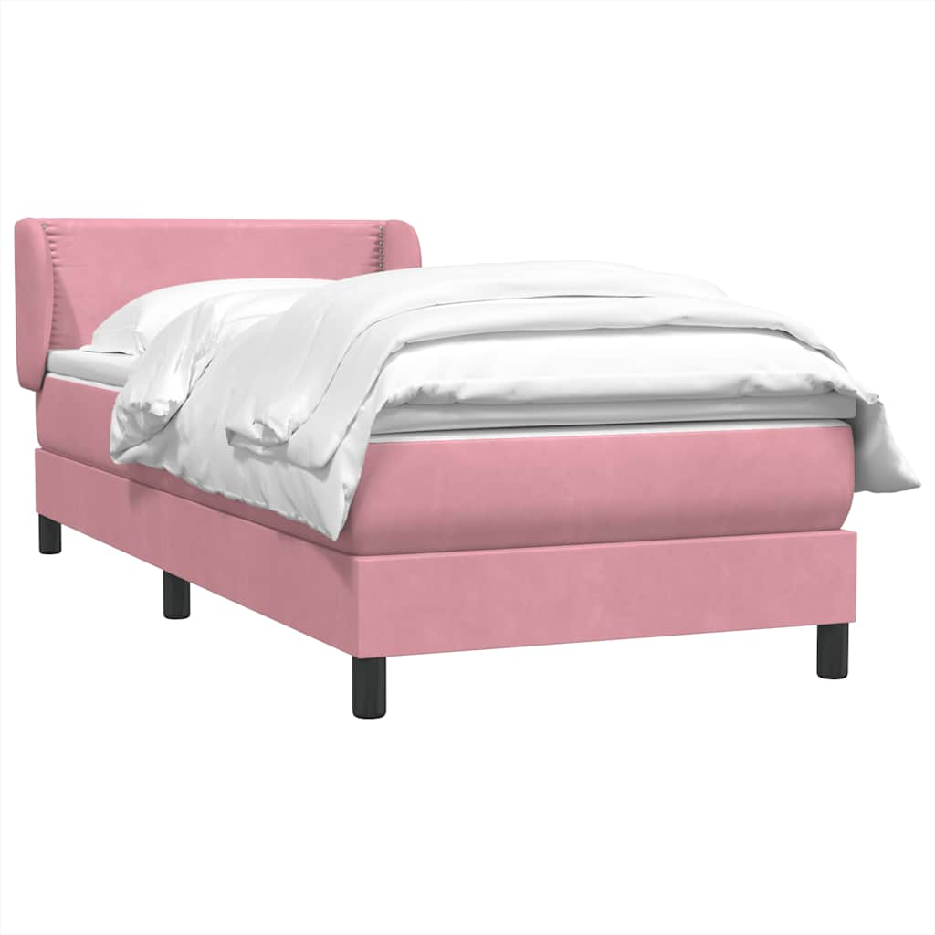 Κρεβάτι Boxspring με Στρώμα Ροζ 80x220 εκ. Βελούδινο