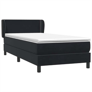 Κρεβάτι Boxspring με Στρώμα Μαύρο 90x220 εκ. Βελούδινο