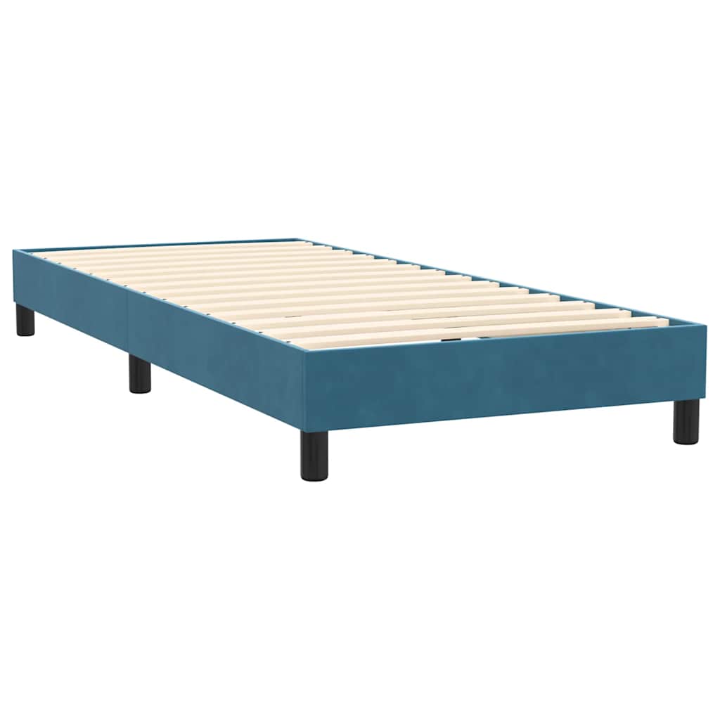 Κρεβάτι Boxspring με Στρώμα Σκούρο Μπλε 90x220 εκ. Βελούδινο