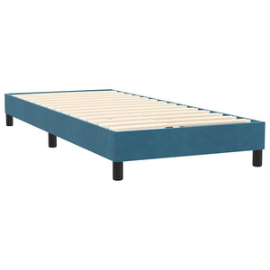 Κρεβάτι Boxspring με Στρώμα Σκούρο Μπλε 90x220 εκ. Βελούδινο