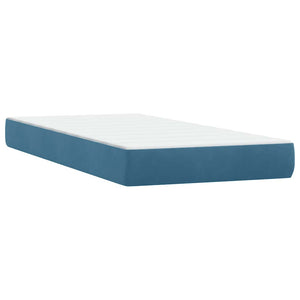 Κρεβάτι Boxspring με Στρώμα Σκούρο Μπλε 90x220 εκ. Βελούδινο