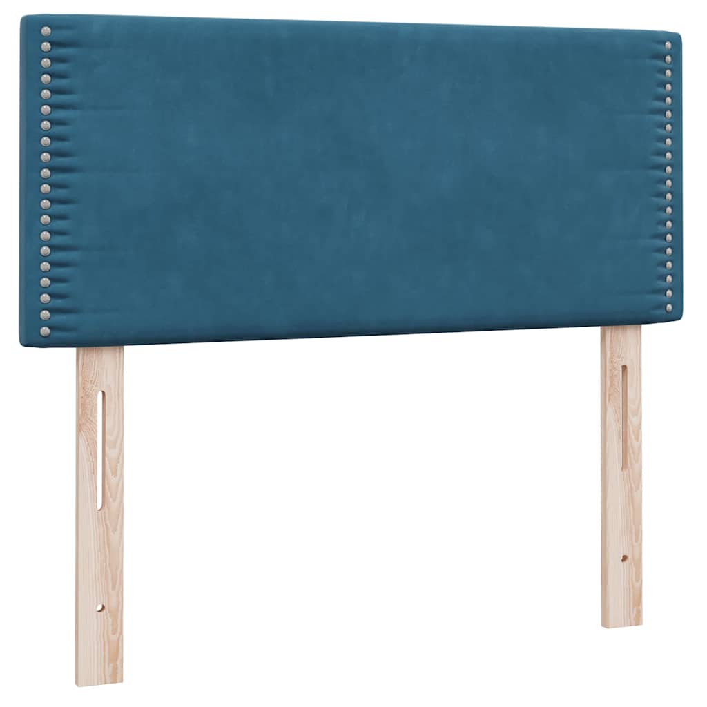 Κρεβάτι Boxspring με Στρώμα Σκούρο Μπλε 90x220 εκ. Βελούδινο