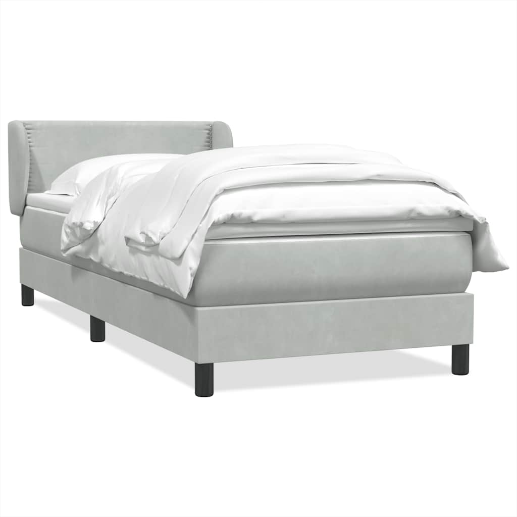 Box Spring κρεβάτι με στρώμα ανοιχτό γκρι 100x220 εκ. Βελούδινο - Pakobazaar