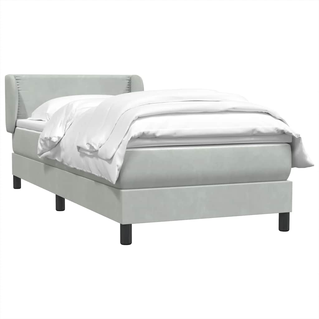 Box Spring κρεβάτι με στρώμα ανοιχτό γκρι 100x220 εκ. Βελούδινο - Pakobazaar