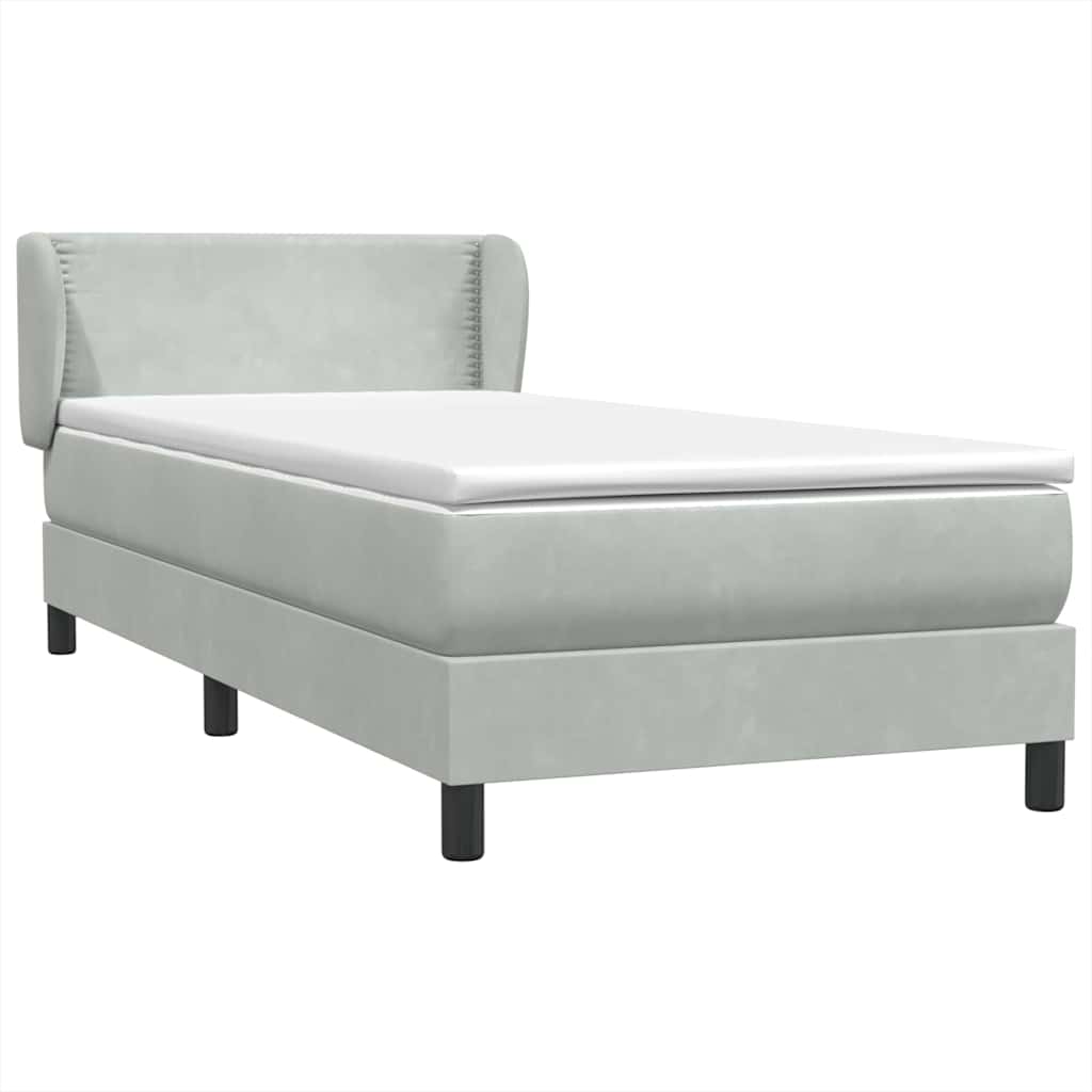 Box Spring κρεβάτι με στρώμα ανοιχτό γκρι 100x220 εκ. Βελούδινο - Pakobazaar