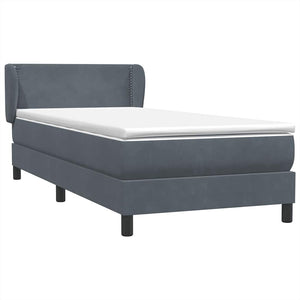 Box Spring Κρεβάτι με στρώμα Σκούρο γκρι 100x220 εκ. Βελούδινο - Pakobazaar