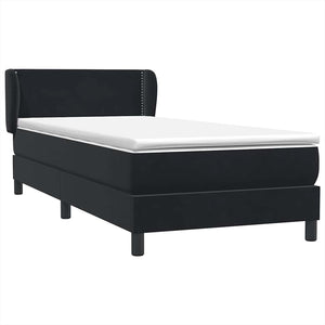 Box Spring Κρεβάτι με στρώμα Μαύρο 100x220 εκ. Βελούδινο - Pakobazaar