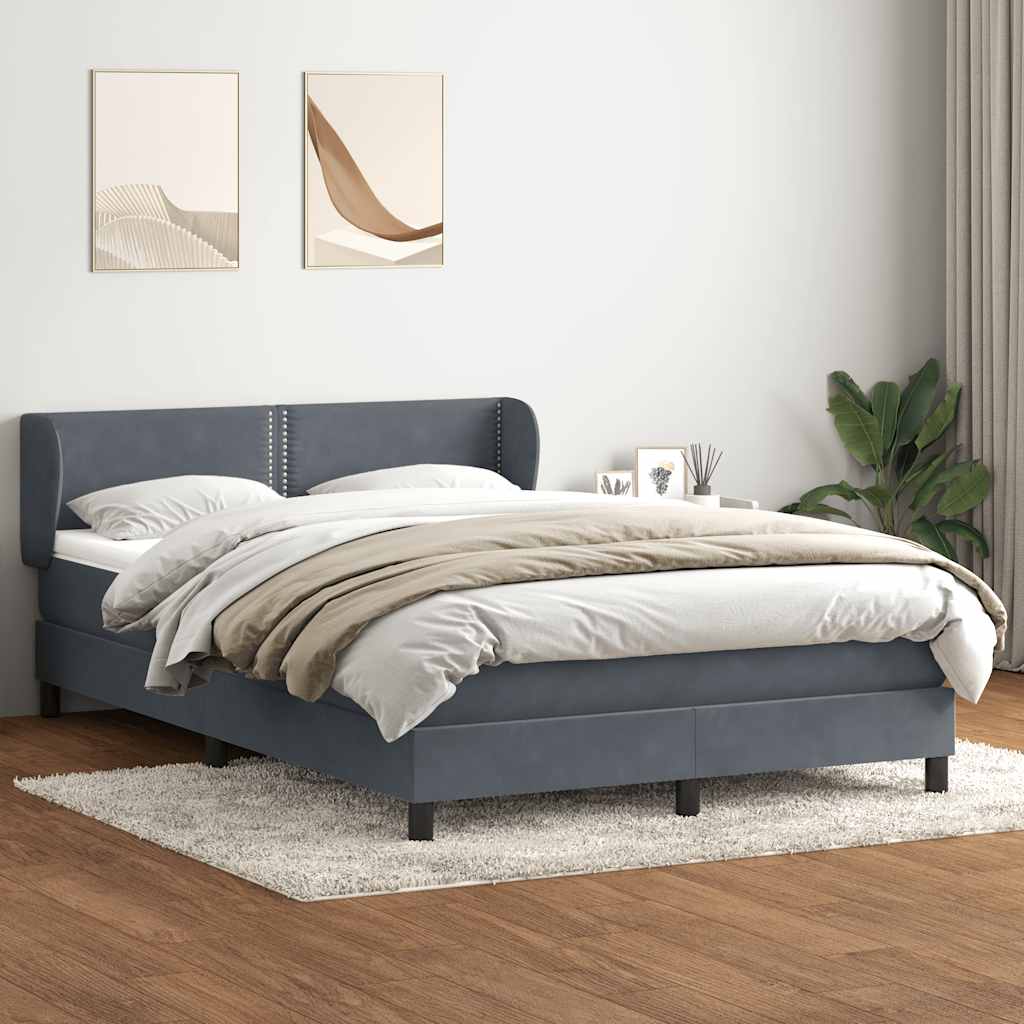 Box Spring Κρεβάτι με στρώμα Σκούρο γκρι 140x220 cm Βελούδινο