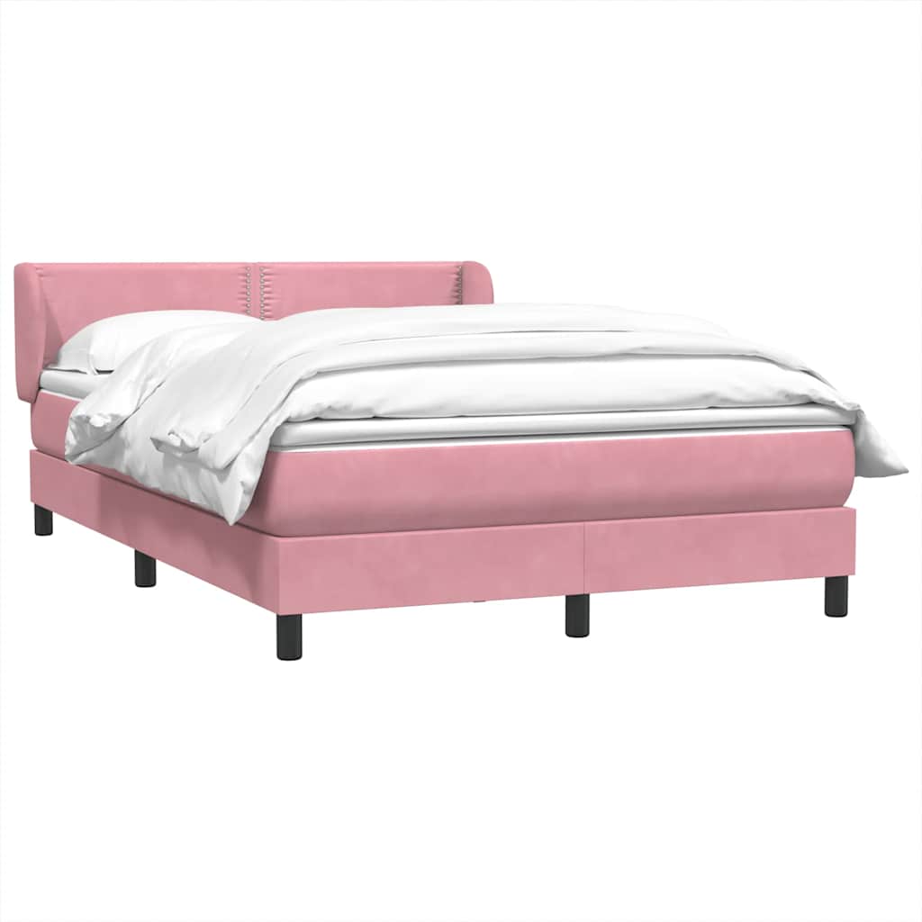 Box Spring κρεβάτι με στρώμα ροζ 140x220 cm Βελούδινο - Pakobazaar