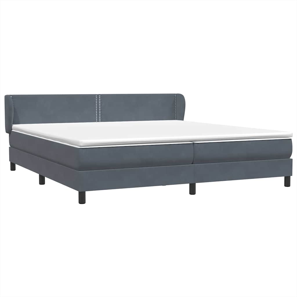 Box Spring Κρεβάτι με στρώματα Σκούρο γκρι 180x220 cm Βελούδινο
