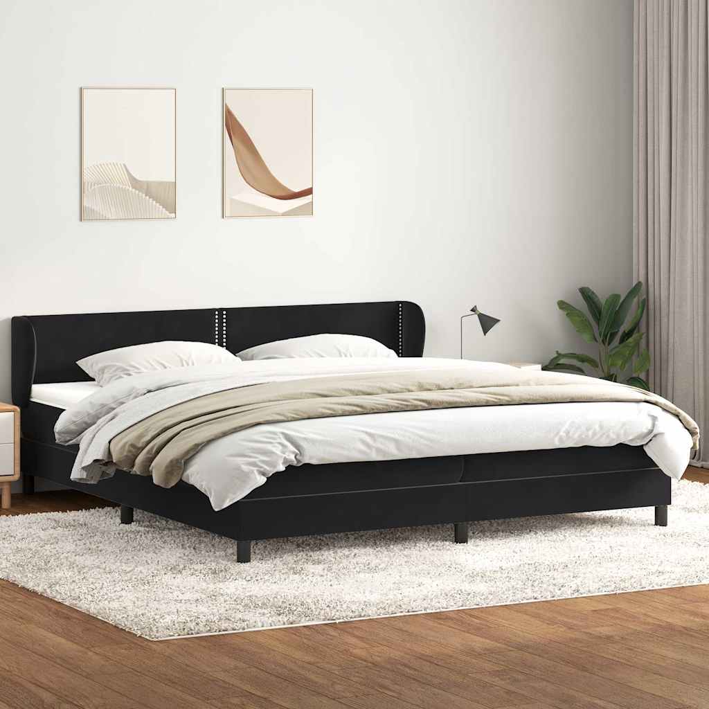 Κρεβάτι Box Spring με στρώματα Μαύρο 180x220 cm Βελούδινο