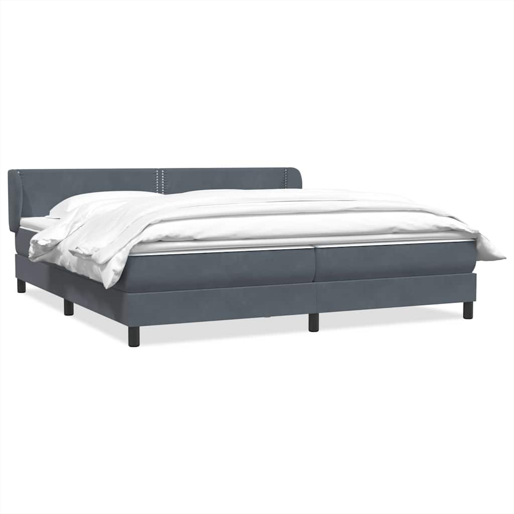Box Spring Κρεβάτι με στρώματα Σκούρο γκρι 200x220 cm Βελούδινο - Pakobazaar