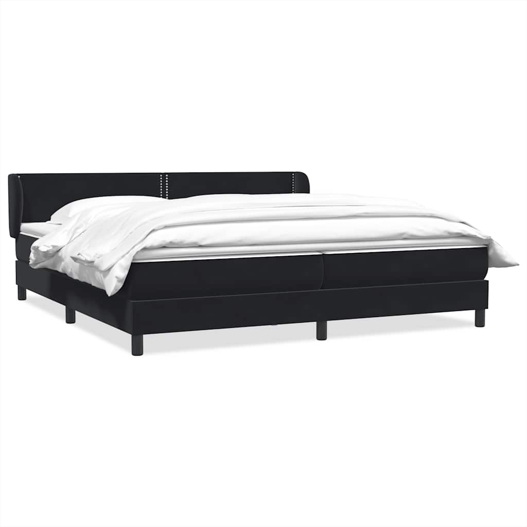 Κρεβάτι Box Spring με στρώματα Μαύρο 200x220 cm Βελούδινο - Pakobazaar