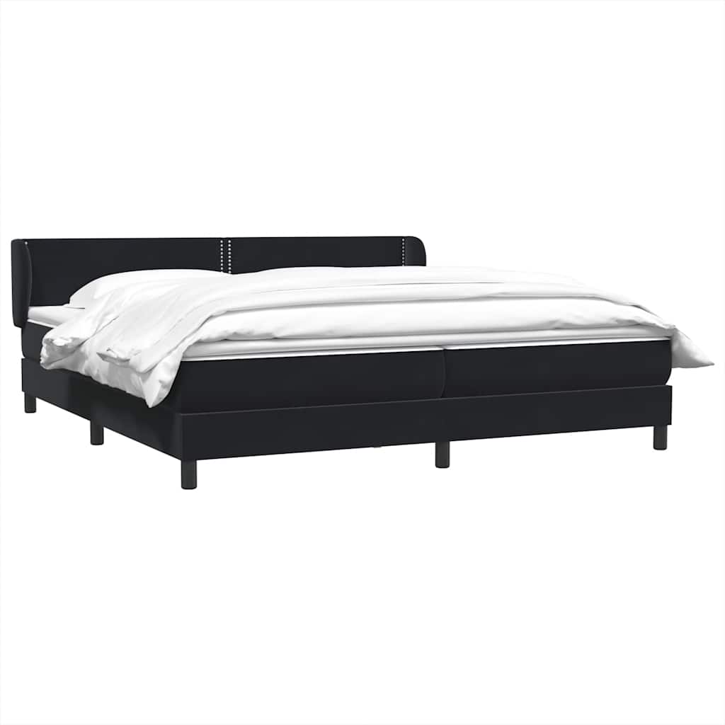 Κρεβάτι Box Spring με στρώματα Μαύρο 200x220 cm Βελούδινο - Pakobazaar