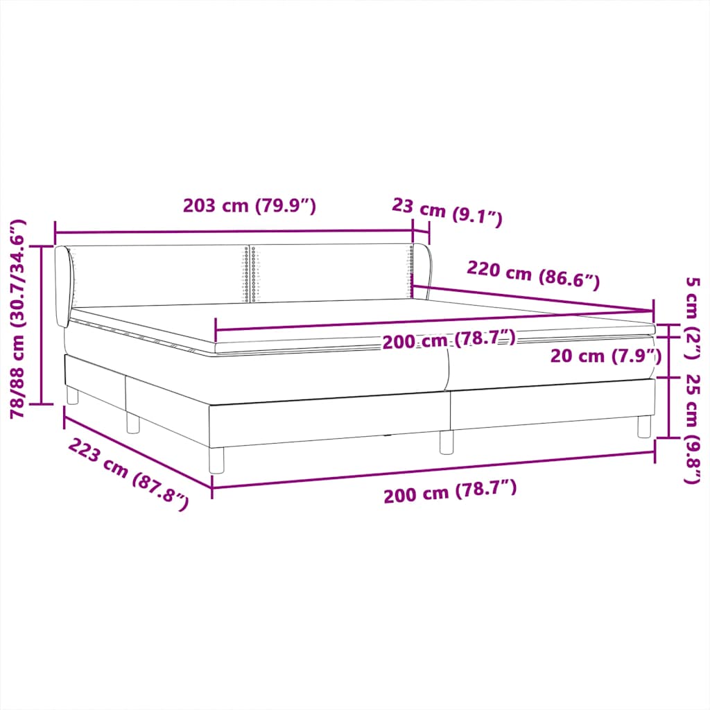 Κρεβάτι Box Spring με στρώματα Μαύρο 200x220 cm Βελούδινο - Pakobazaar