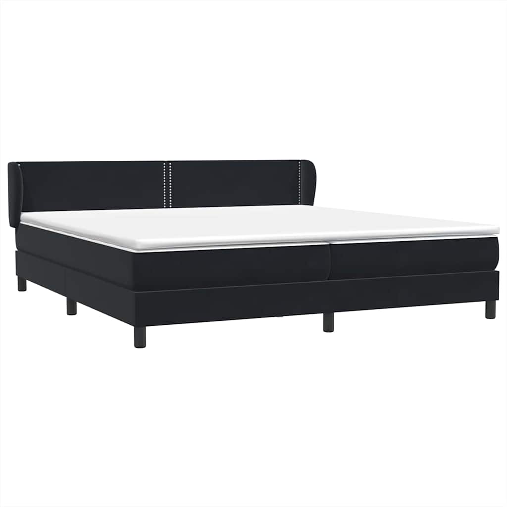 Κρεβάτι Box Spring με στρώματα Μαύρο 200x220 cm Βελούδινο - Pakobazaar