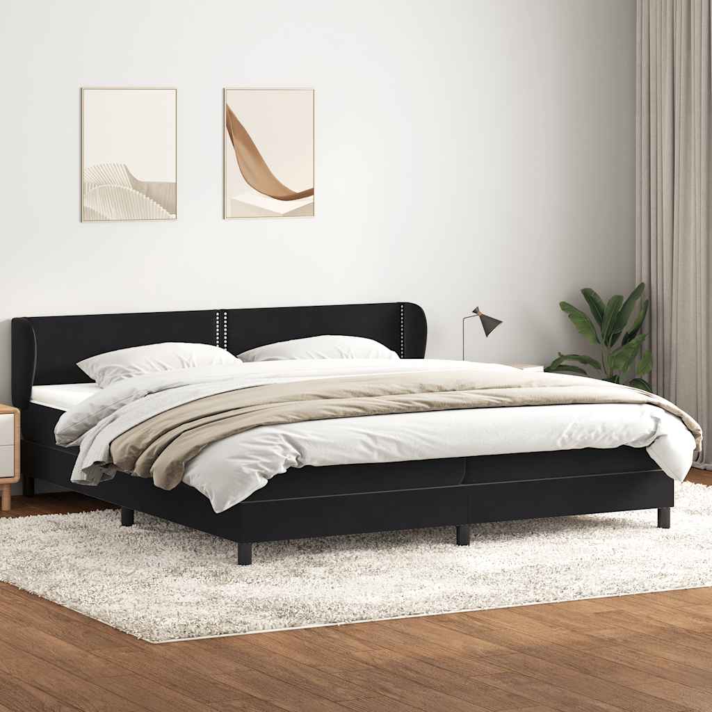 Κρεβάτι Box Spring με στρώματα Μαύρο 200x220 cm Βελούδινο - Pakobazaar
