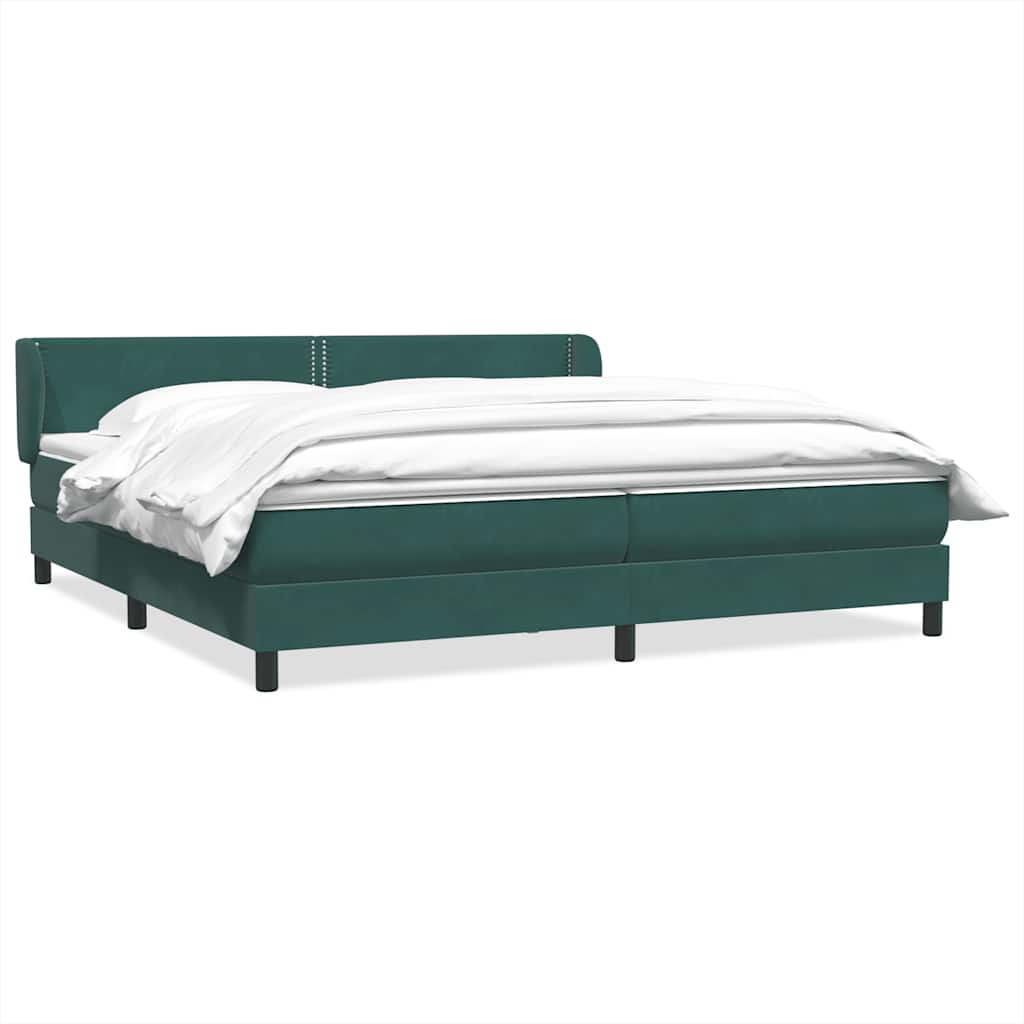 Box Spring Κρεβάτι με στρώματα Σκούρο πράσινο Βελούδινο - Pakobazaar