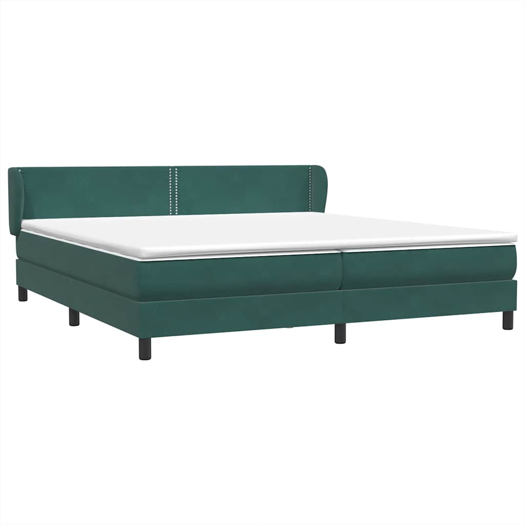 Box Spring Κρεβάτι με στρώματα Σκούρο πράσινο Βελούδινο - Pakobazaar
