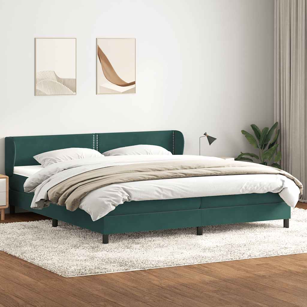 Box Spring Κρεβάτι με στρώματα Σκούρο πράσινο Βελούδινο - Pakobazaar