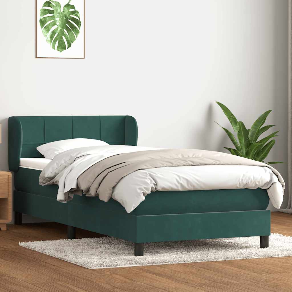 Box Spring Κρεβάτι με στρώμα Σκούρο πράσινο 80x210 cm Velvet - Pakobazaar