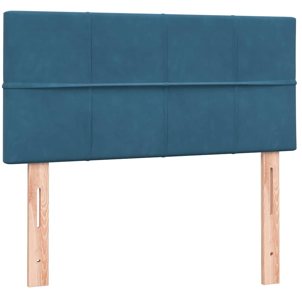 Box Spring κρεβάτι με στρώμα σκούρο μπλε 80x210 εκ. Βελούδινο