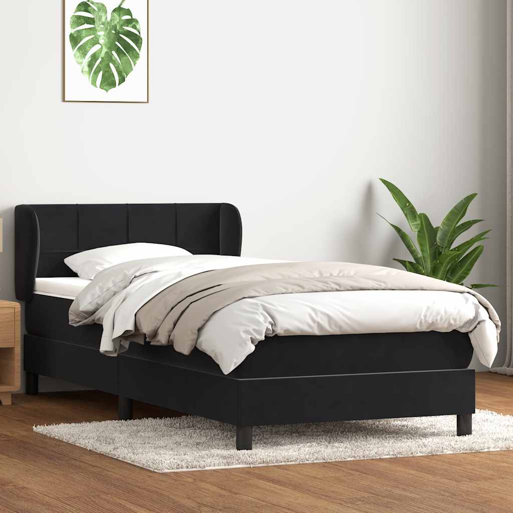 Box Spring Κρεβάτι με στρώμα Μαύρο 100x210 cm Βελούδινο - Pakobazaar