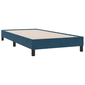 Κρεβάτι Boxspring με Στρώμα Σκούρο Μπλε 100x210 εκ. Βελούδινο - Pakobazaar