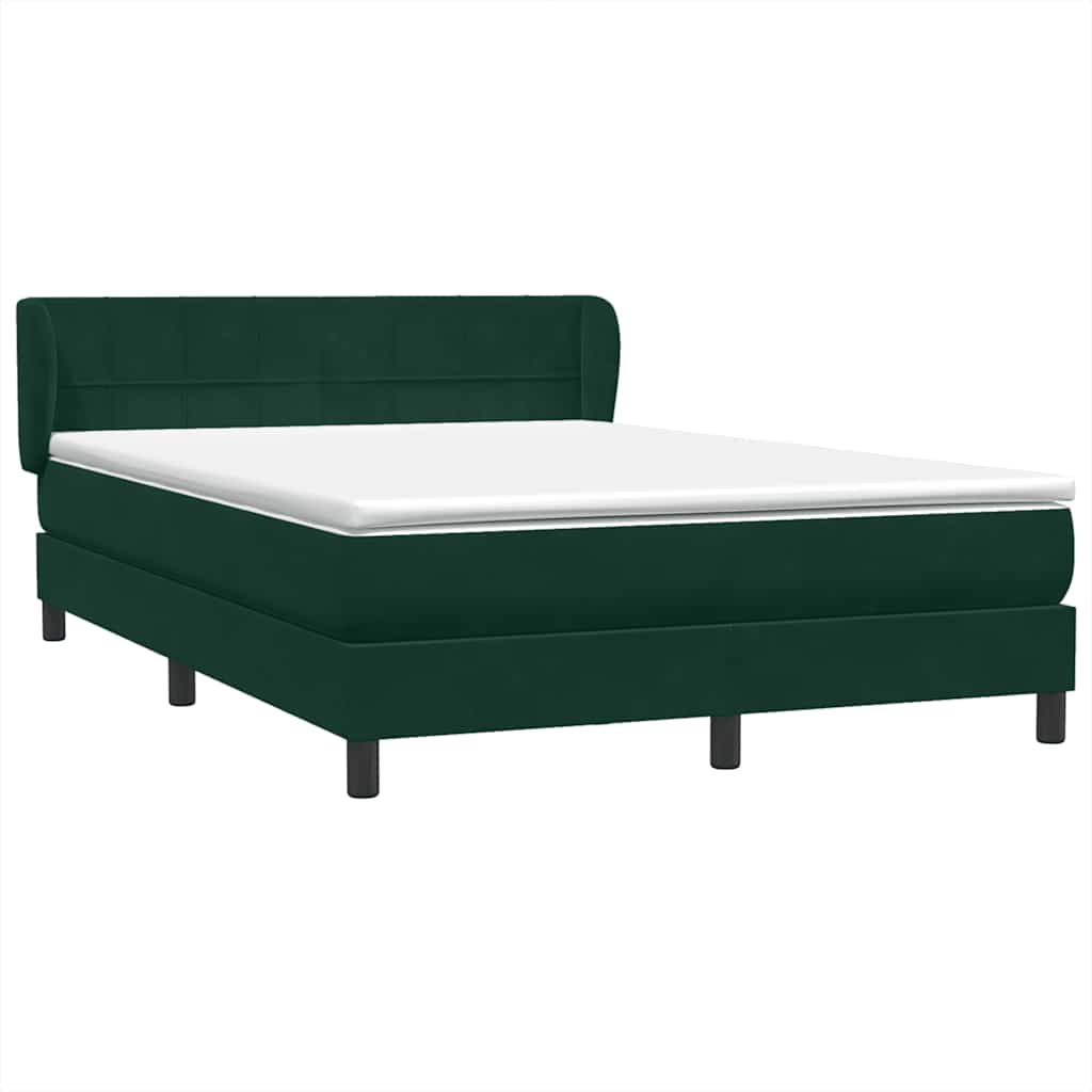 Κρεβάτι Boxspring με Στρώμα Σκούρο Πράσινο 140x210εκ. Βελούδινο