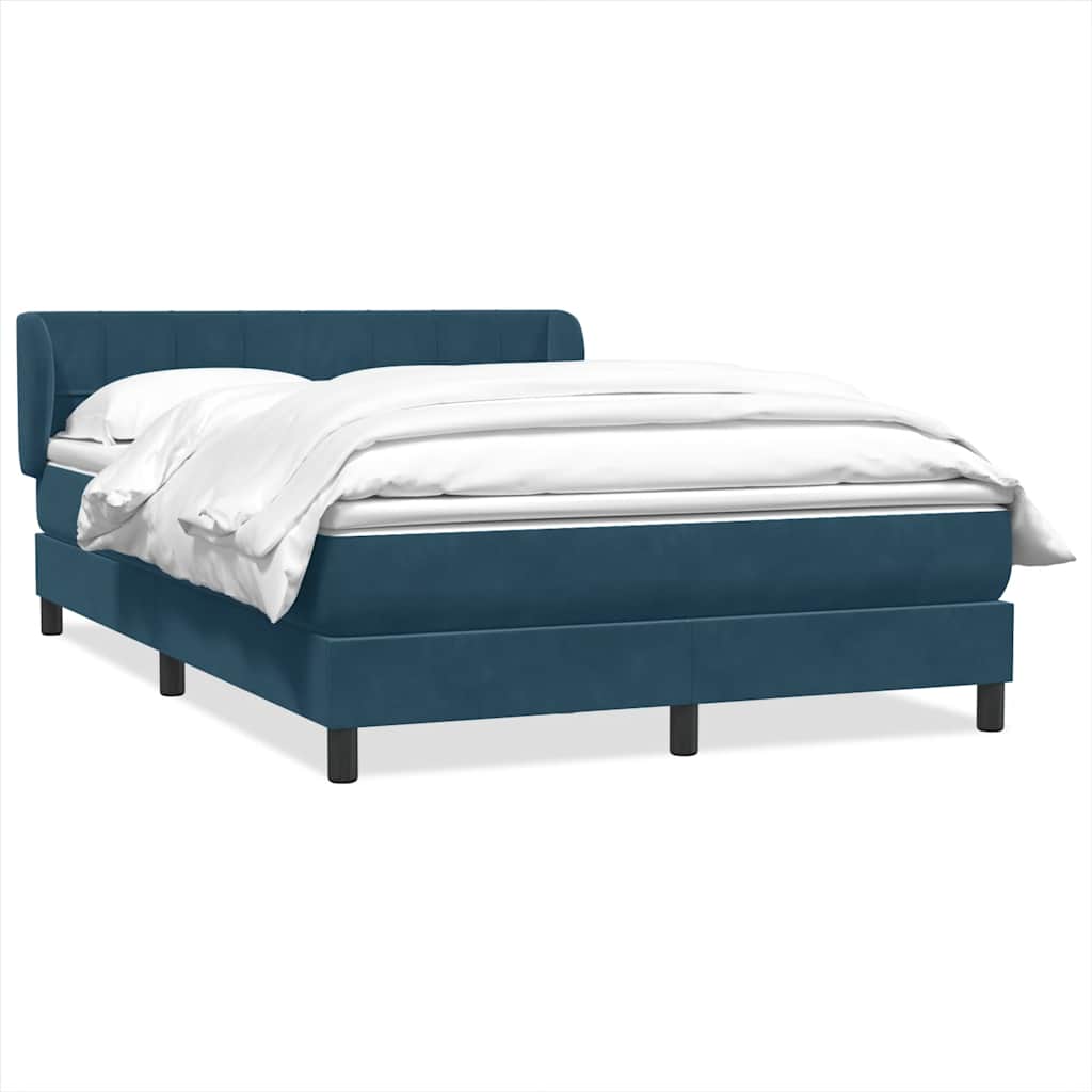 Κρεβάτι Boxspring με Στρώμα Σκούρο Μπλε 140x210 εκ. Βελούδινο