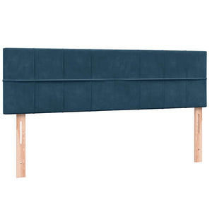 Κρεβάτι Boxspring με Στρώμα Σκούρο Μπλε 140x210 εκ. Βελούδινο