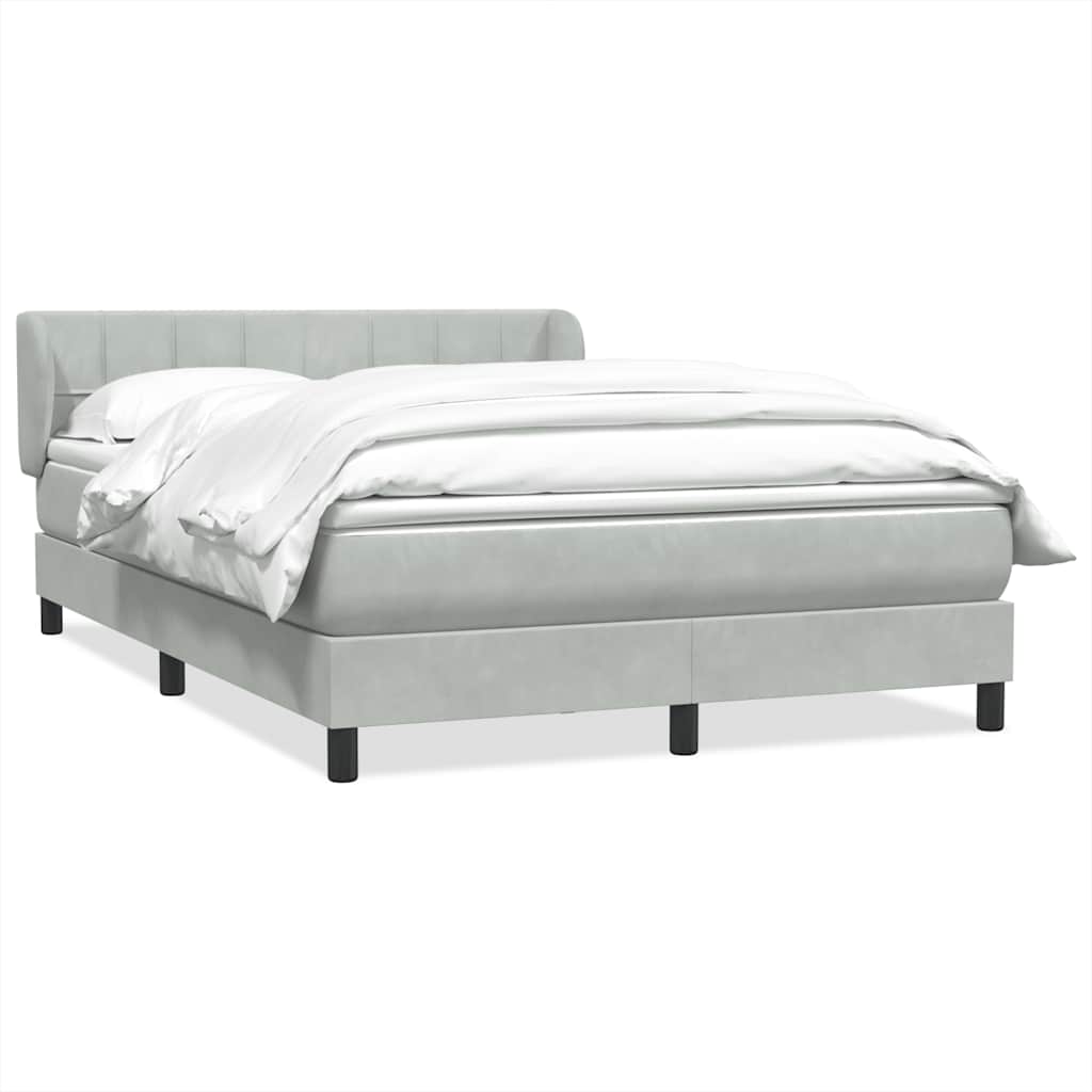 Κρεβάτι Boxspring με Στρώμα Ανοιχτό Γκρι 160x210 εκ. Βελούδινο
