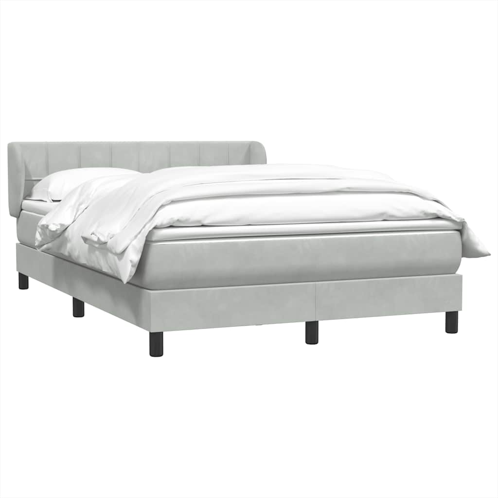 Κρεβάτι Boxspring με Στρώμα Ανοιχτό Γκρι 160x210 εκ. Βελούδινο