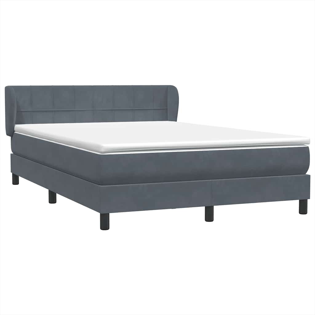 Κρεβάτι Boxspring με Στρώμα Σκούρο Γκρι 160x210 εκ. Βελούδινο - Pakobazaar