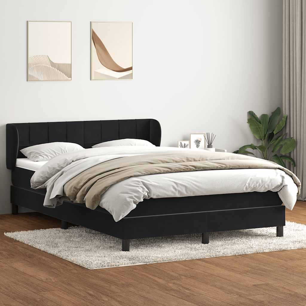 Κρεβάτι Boxspring με Στρώμα Μαύρο 160x210 εκ. Βελούδινο - Pakobazaar