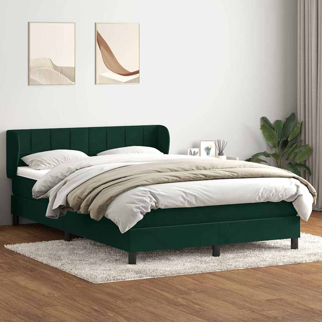 Κρεβάτι Boxspring με Στρώμα Σκούρο Πράσινο 160x210εκ. Βελούδινο - Pakobazaar