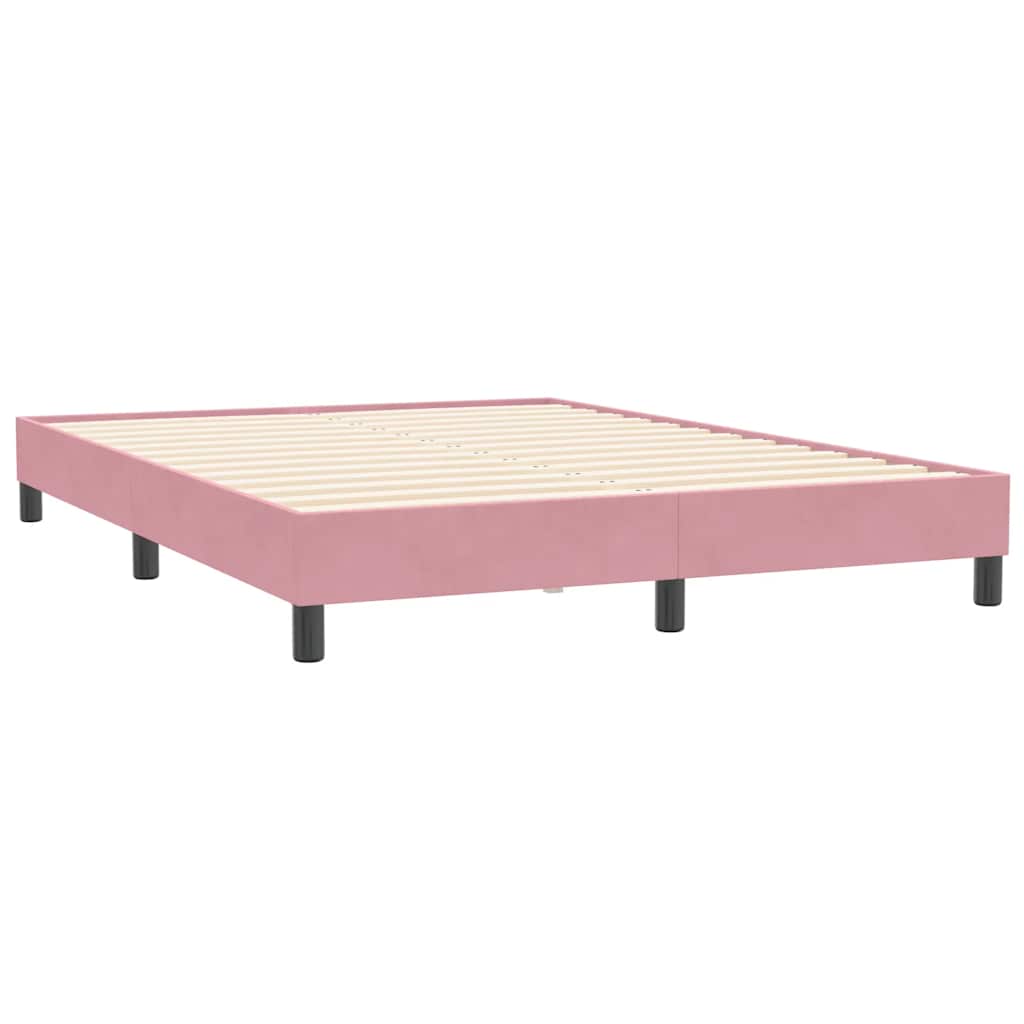 Κρεβάτι Boxspring με Στρώμα Ροζ 160x210 εκ. Βελούδινο