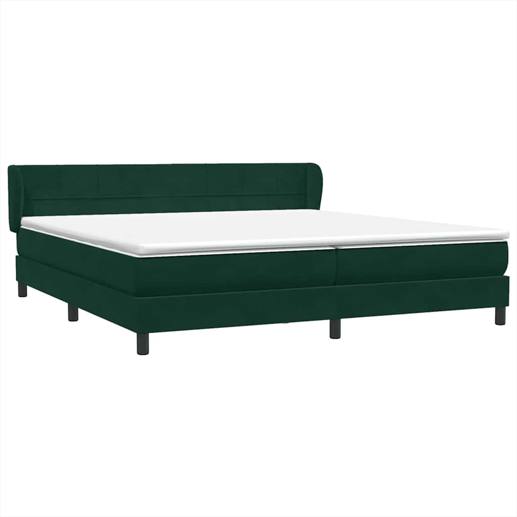 Box Spring Κρεβάτι με στρώματα Σκούρο πράσινο Βελούδινο