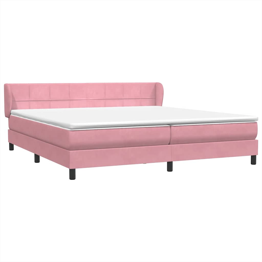 Box Spring κρεβάτι με στρώματα ροζ 180x210 cm Βελούδινο