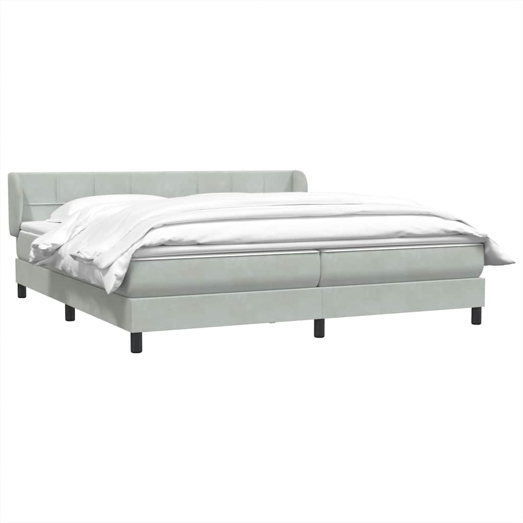 Box Spring κρεβάτι με στρώματα ανοιχτό γκρι 200x210cm Βελούδινο - Pakobazaar