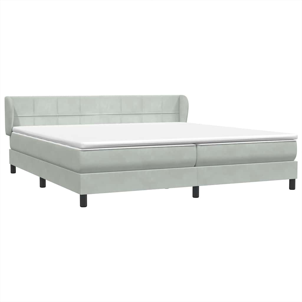 Box Spring κρεβάτι με στρώματα ανοιχτό γκρι 200x210cm Βελούδινο - Pakobazaar