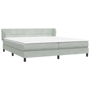 Box Spring κρεβάτι με στρώματα ανοιχτό γκρι 200x210cm Βελούδινο - Pakobazaar