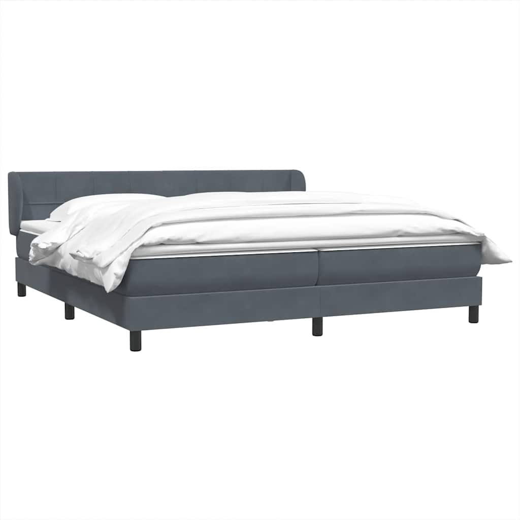 Box Spring Κρεβάτι με στρώματα Σκούρο γκρι 200x210 cm Βελούδινο - Pakobazaar