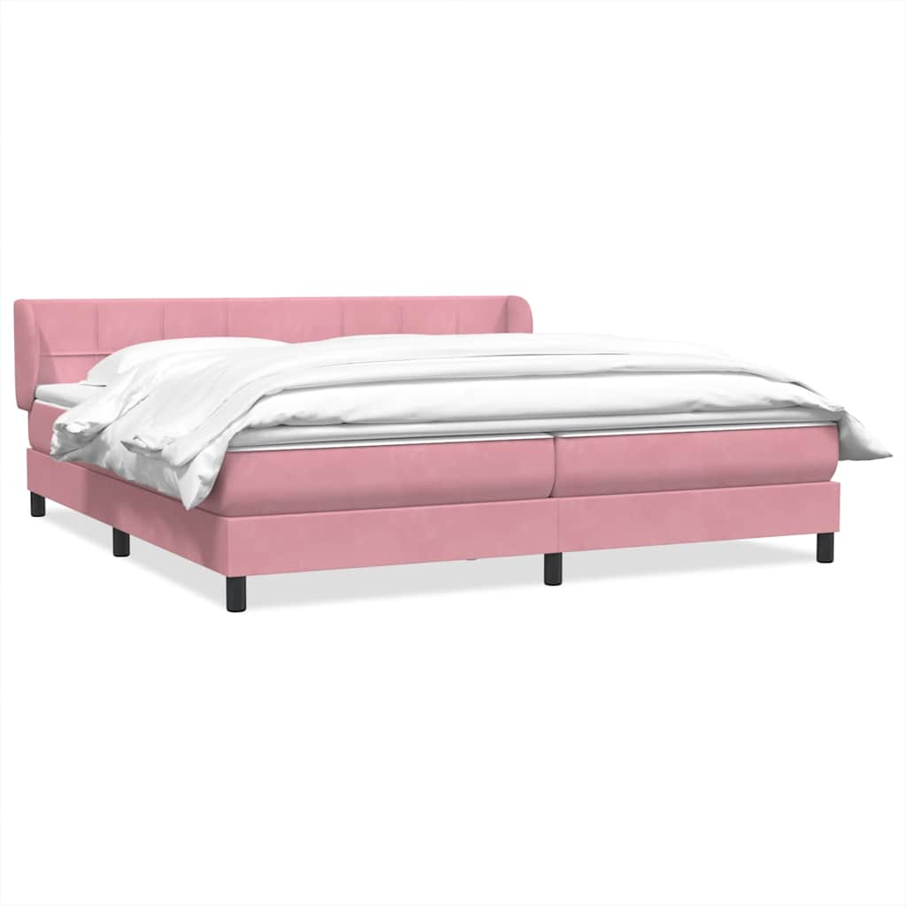 Box Spring κρεβάτι με στρώματα ροζ 200x210 cm Βελούδινο