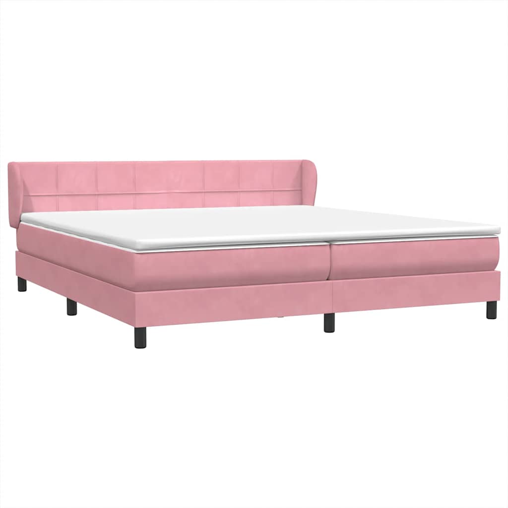 Box Spring κρεβάτι με στρώματα ροζ 200x210 cm Βελούδινο